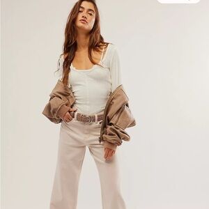 NWOT Free People Tinsley Baggy Mid Rise Staight Leg